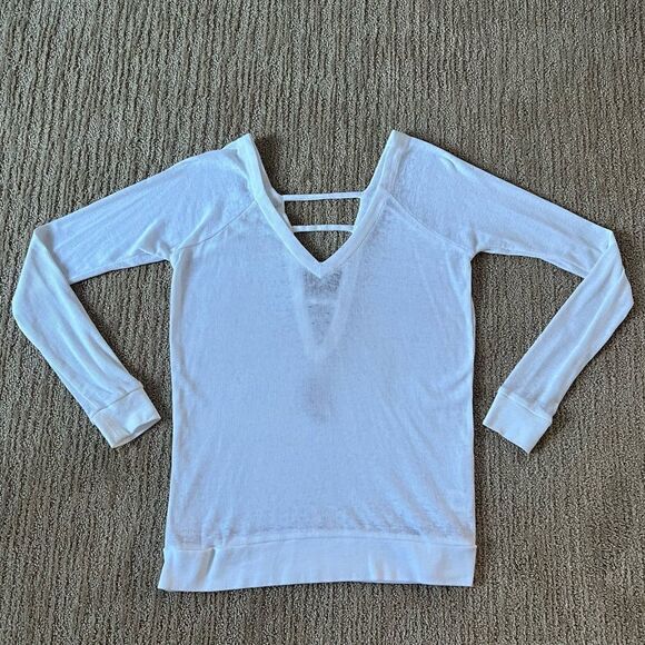 Chaser White Ribbed Long Sleeve Tshirt - Picture 1 of 5